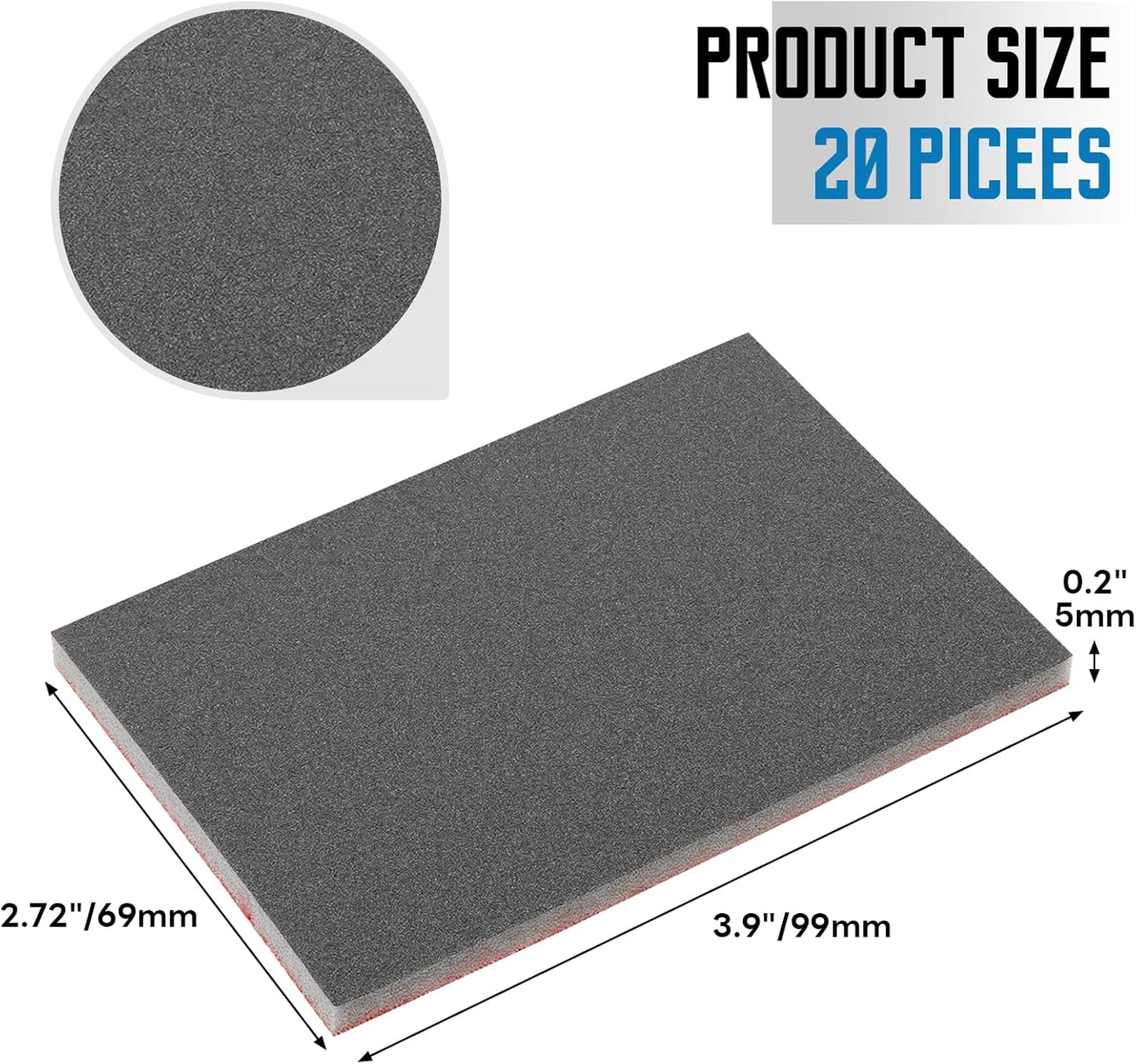 20 Pack 400 Grit Sanding Sponge, 3 x 4 Inch Soft Foam Sanding Block Wet Dry Sanding Pads, Washable