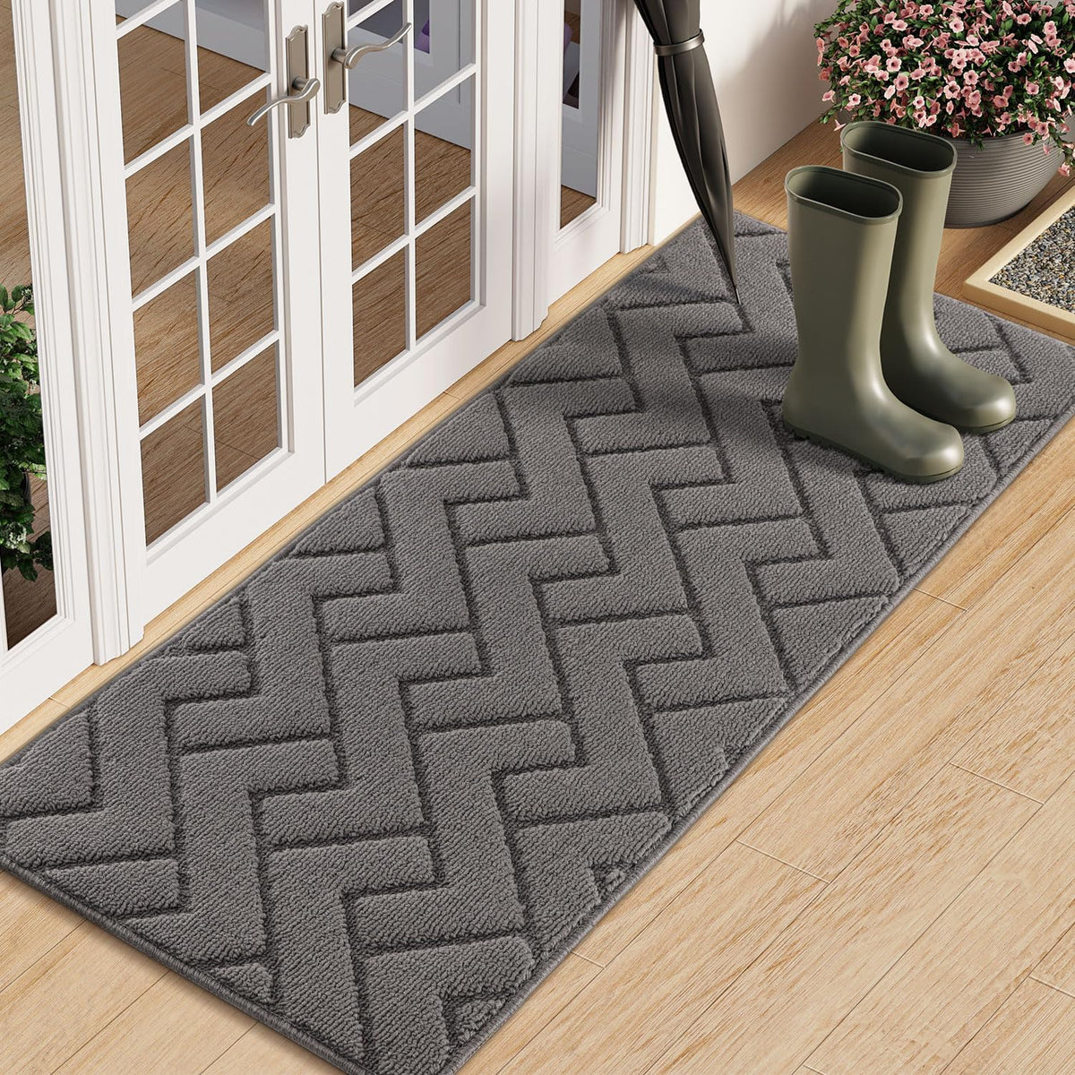 hicorfe Indoor Doormat,Front Back Door Mat Rubber Backing Non Slip Door Mats 20"x59" Absorbent