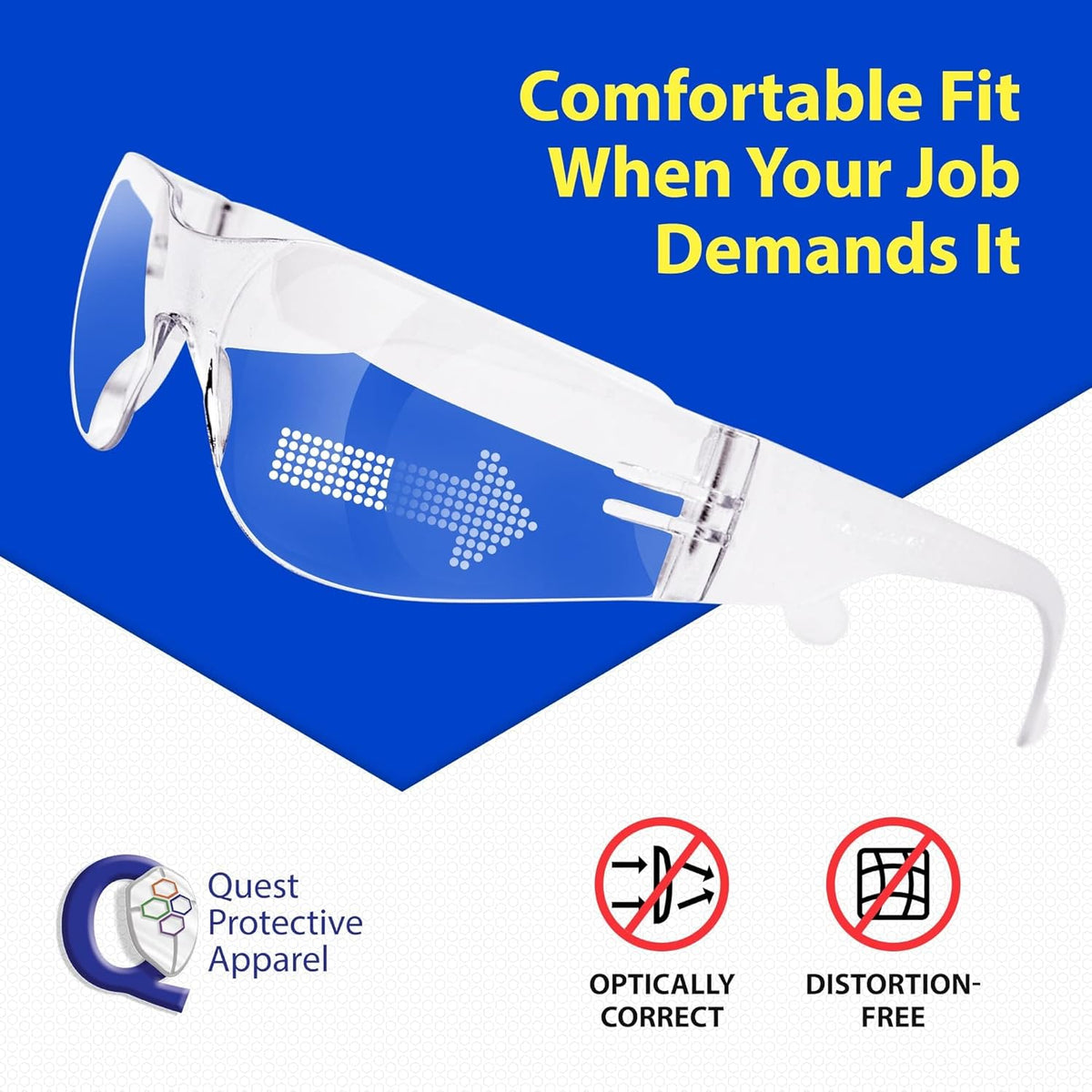 Quest Protective Apparel Safety Glasses for Men and Women - Anti Fog Safety Goggles for Shooting