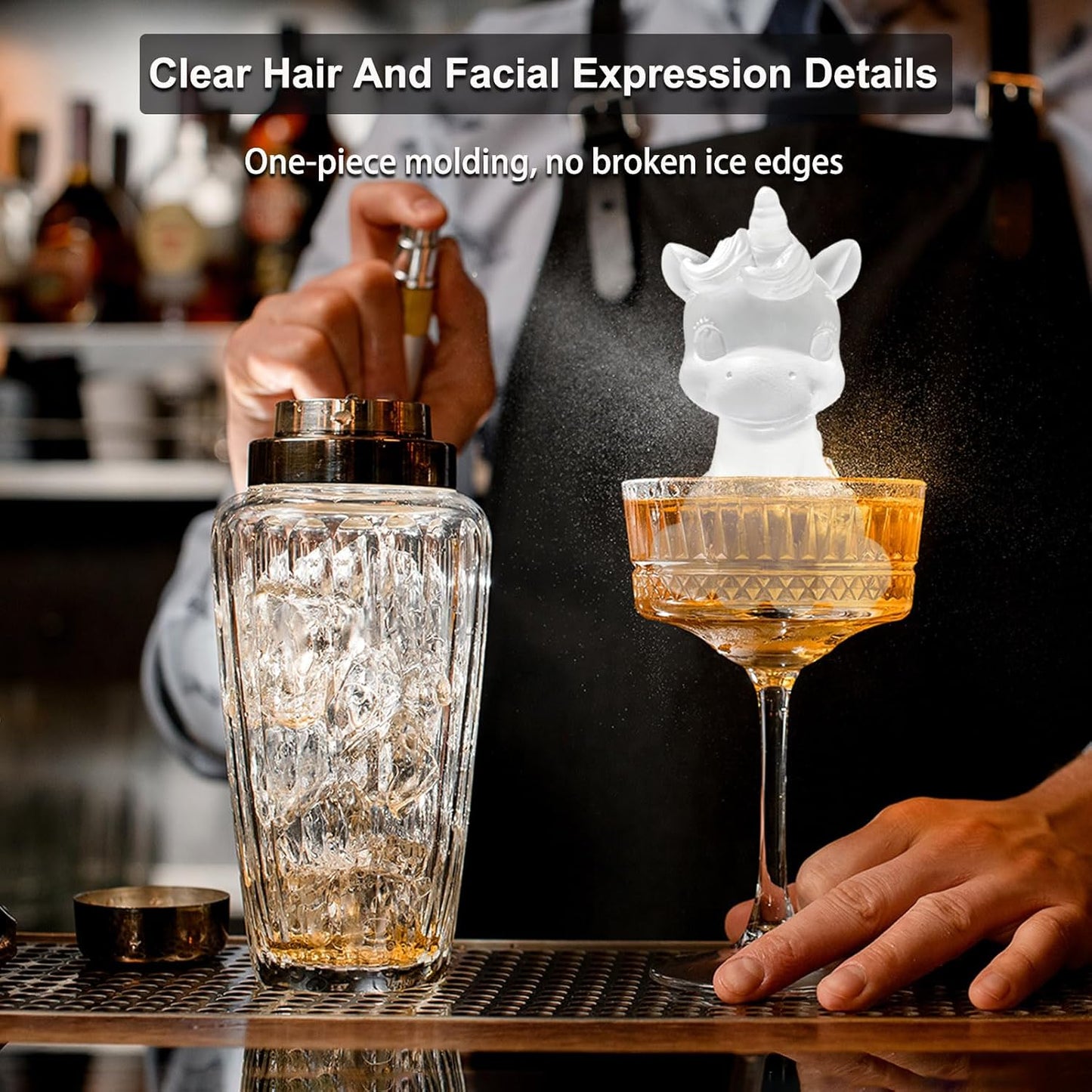 3D Unicorn Ice Cube Silicone Molds Tray for Whiskey, Cocktail, Drink Decor, Bar; Rich Details. Cute
