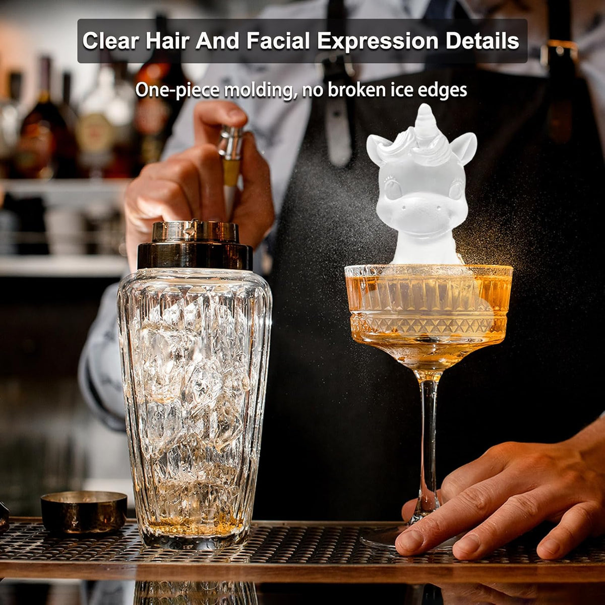 3D Unicorn Ice Cube Silicone Molds Tray for Whiskey, Cocktail, Drink Decor, Bar; Rich Details. Cute