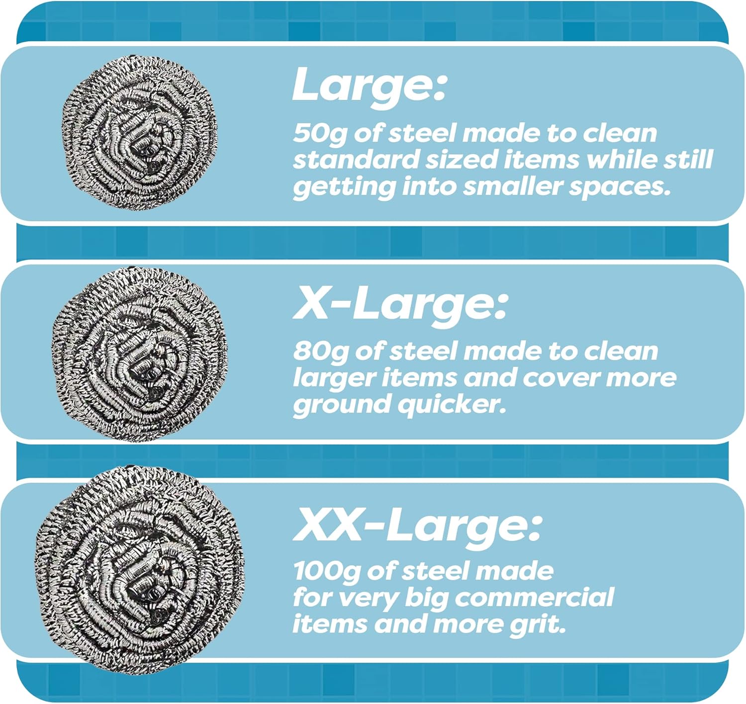 12 Pack Stainless Steel Scourers by Scrub It – Steel Wool Scrubber Pad Used for Dishes, Pots, Pans