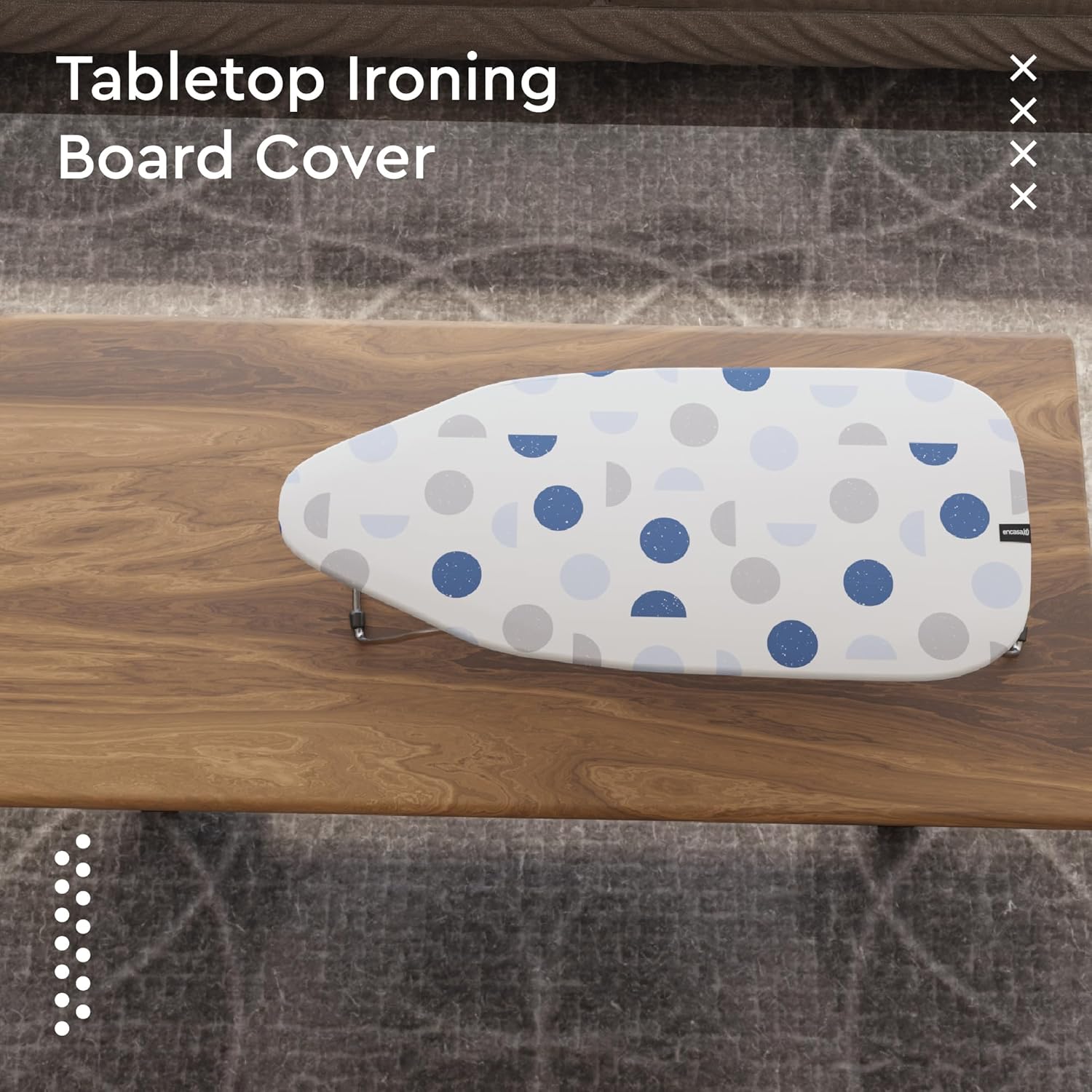 Encasa XO Ironing Board Cover and Pad 28"x12" - Thick 3mm Felt Padding, Drawstring Tightening &