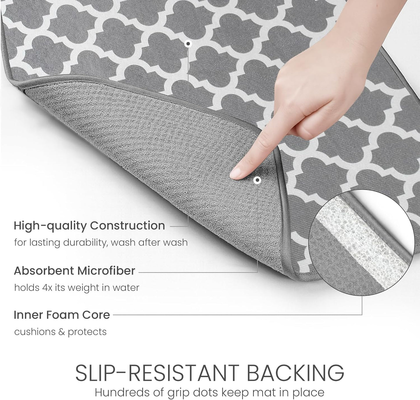 Bellemain XXL Dish Mat 24" x 17" ( LARGEST MAT ) Microfiber Dish Drying Mat , Super absorbent (