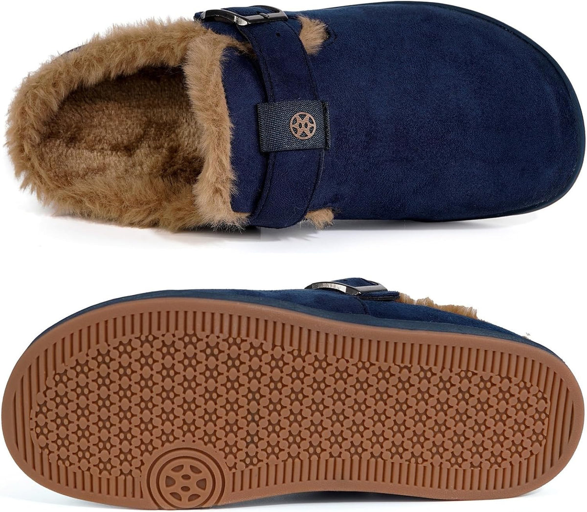 Fur Lined Clogs for Women Men Suede Winter Slippers Arch Support Slip on Mules Potato Shoes with