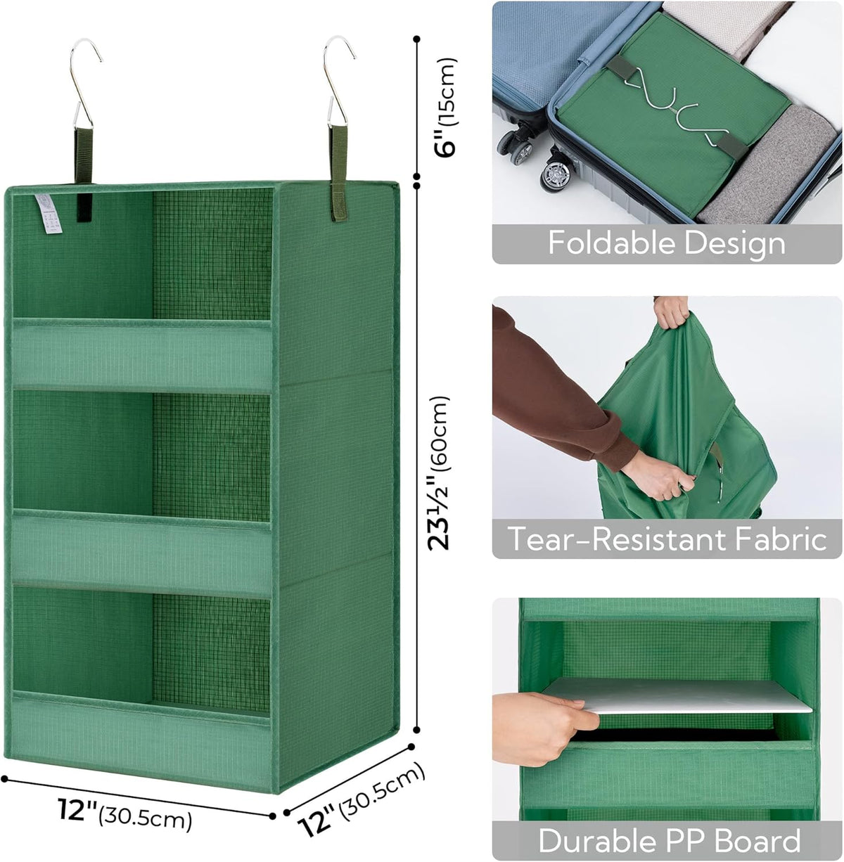 GRANNY SAYS 3-Shelf Closet Organizers and Storage, Foldable Hanging Closet Organizer, Hanging