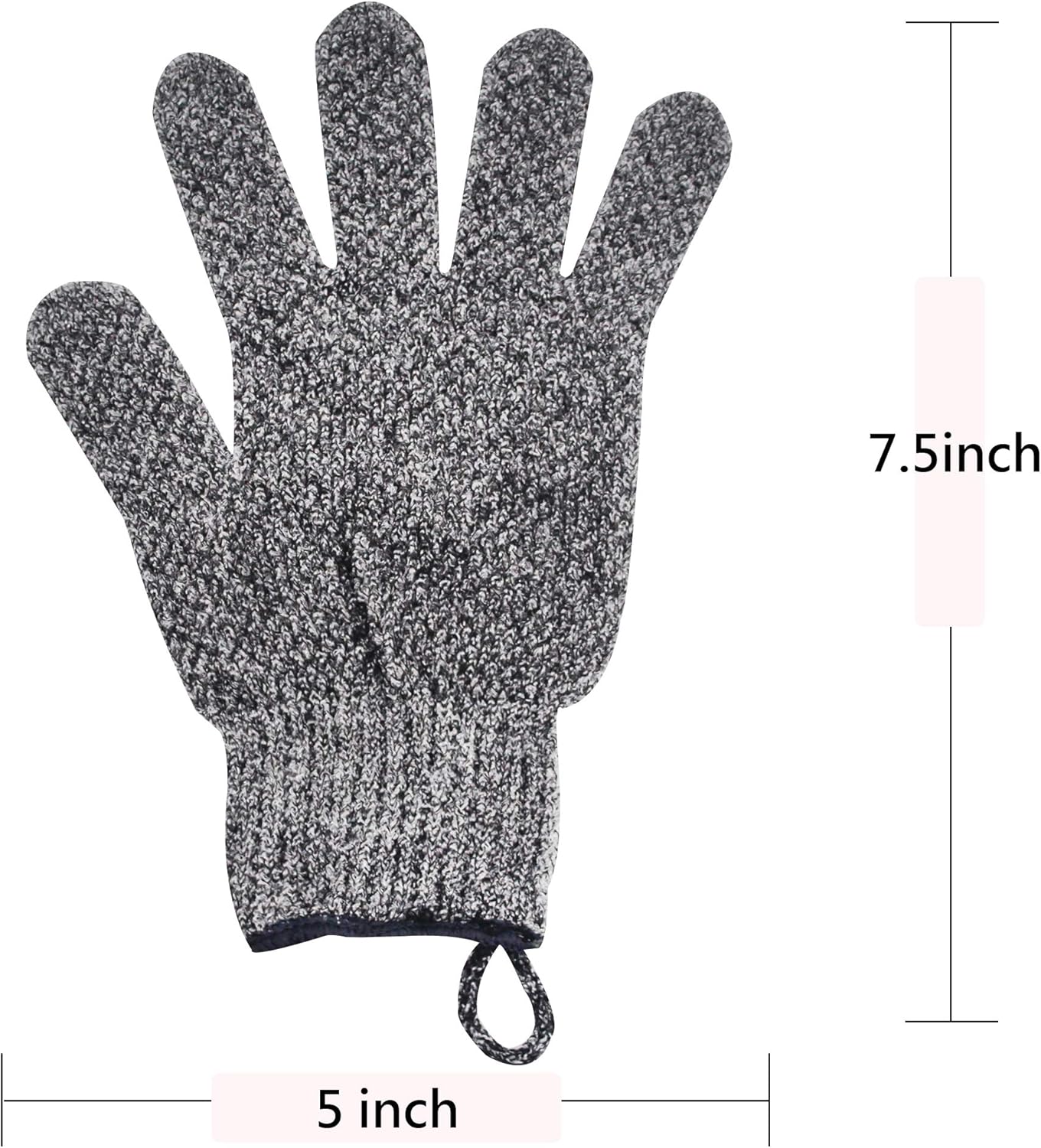 Exfoliating Gloves with Hanging Loop - 1 Pair Bamboo Charcoal Bath/Shower Gloves, Bath Gloves for