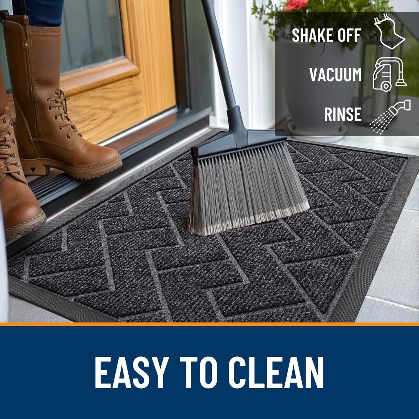 OLANLY Front Door Mat Indoor Outdoor Entrance, Waterproof All-Season, All-Weather Doormat, Sturdy