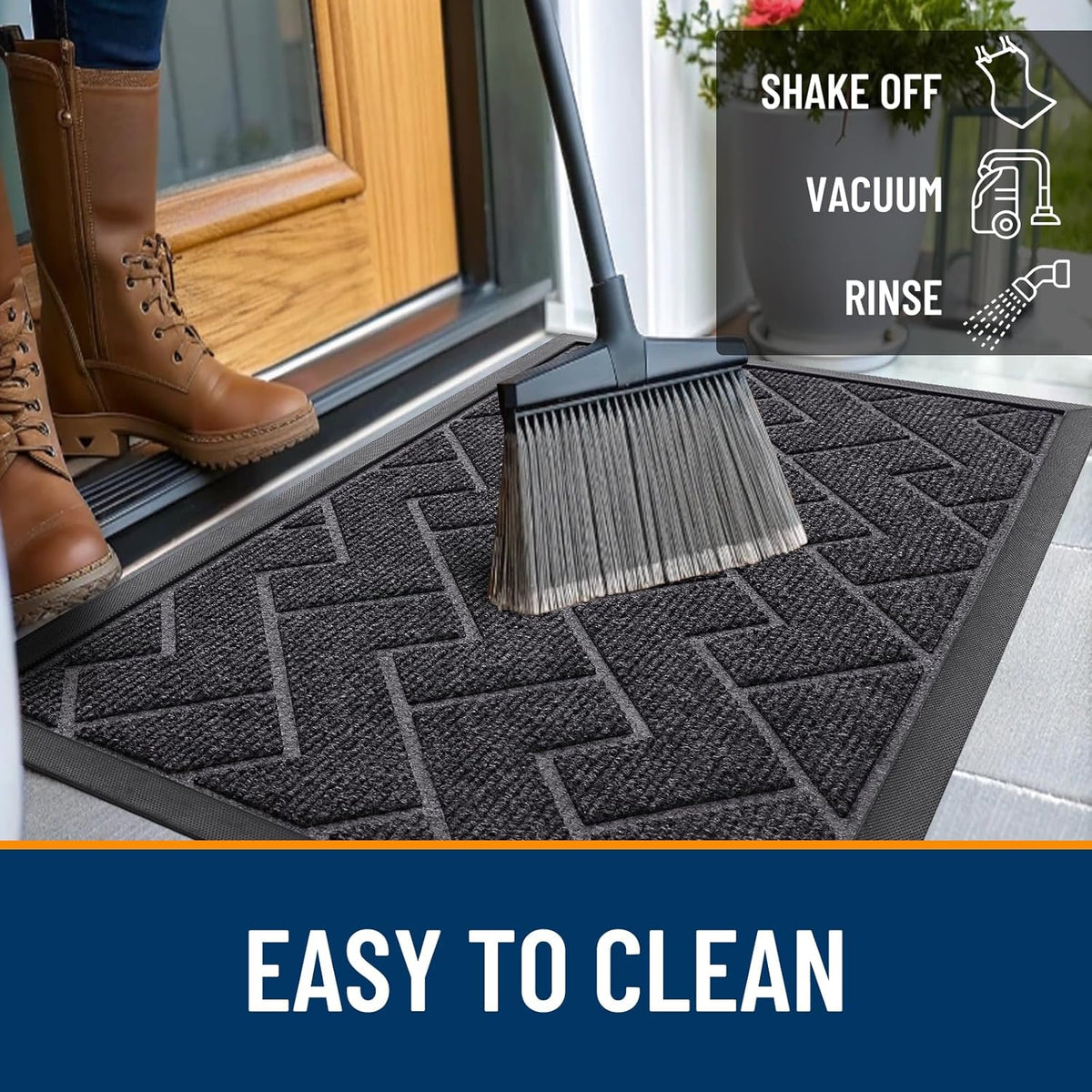 OLANLY Front Door Mat Indoor Outdoor Entrance, Waterproof All-Season, All-Weather Doormat, Sturdy