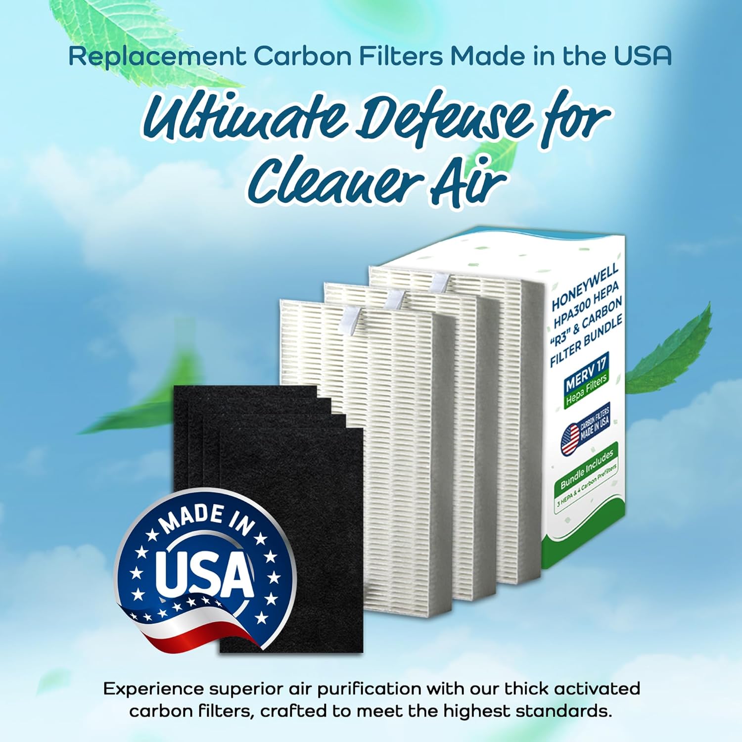 Breathe Naturally "R" Replacement Filters Compatible with Honeywell Air Purifier HPA300 or or