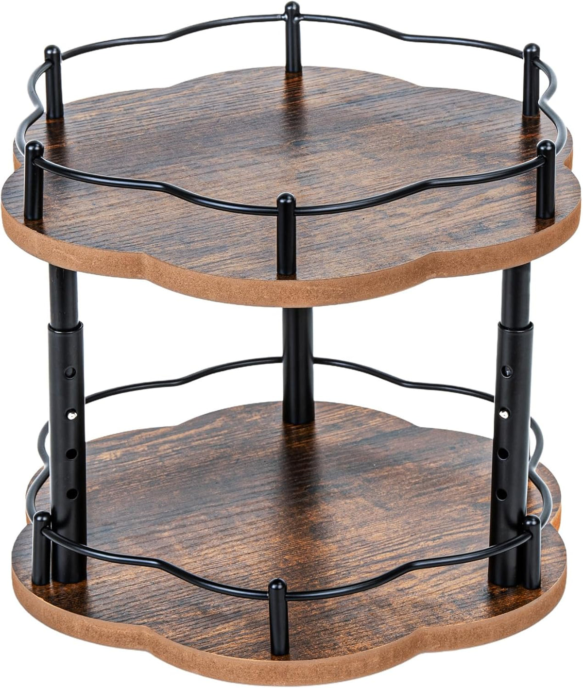 Lazy Susan Spice Rack Organization for Cabinet - 2 Tier Adjustable Height Lazy Turntable Spice