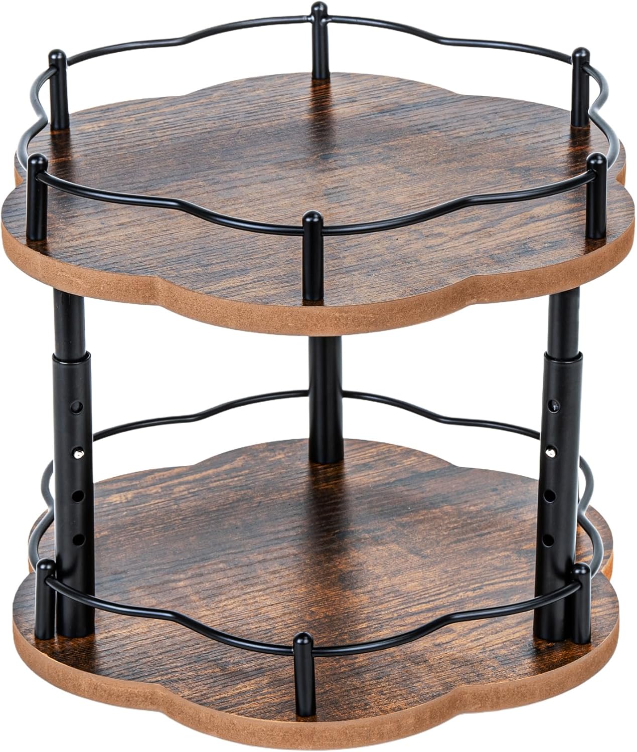 Lazy Susan Spice Rack Organization for Cabinet - 2 Tier Adjustable Height Lazy Turntable Spice