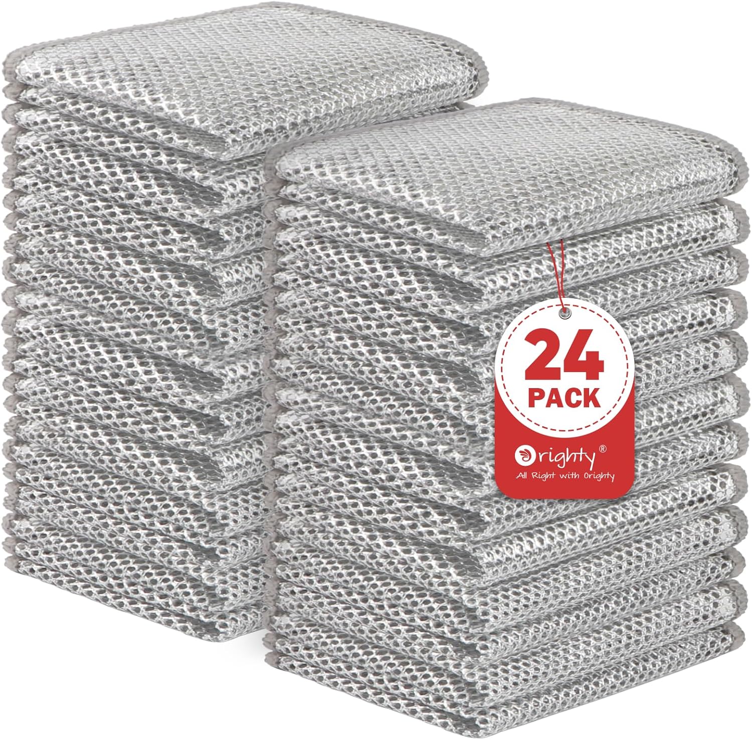 Orighty 24 Pcs Multipurpose Wire Dishwashing Rag, Non-Scratch Wire Dish Cleaning Cloths for Wet and