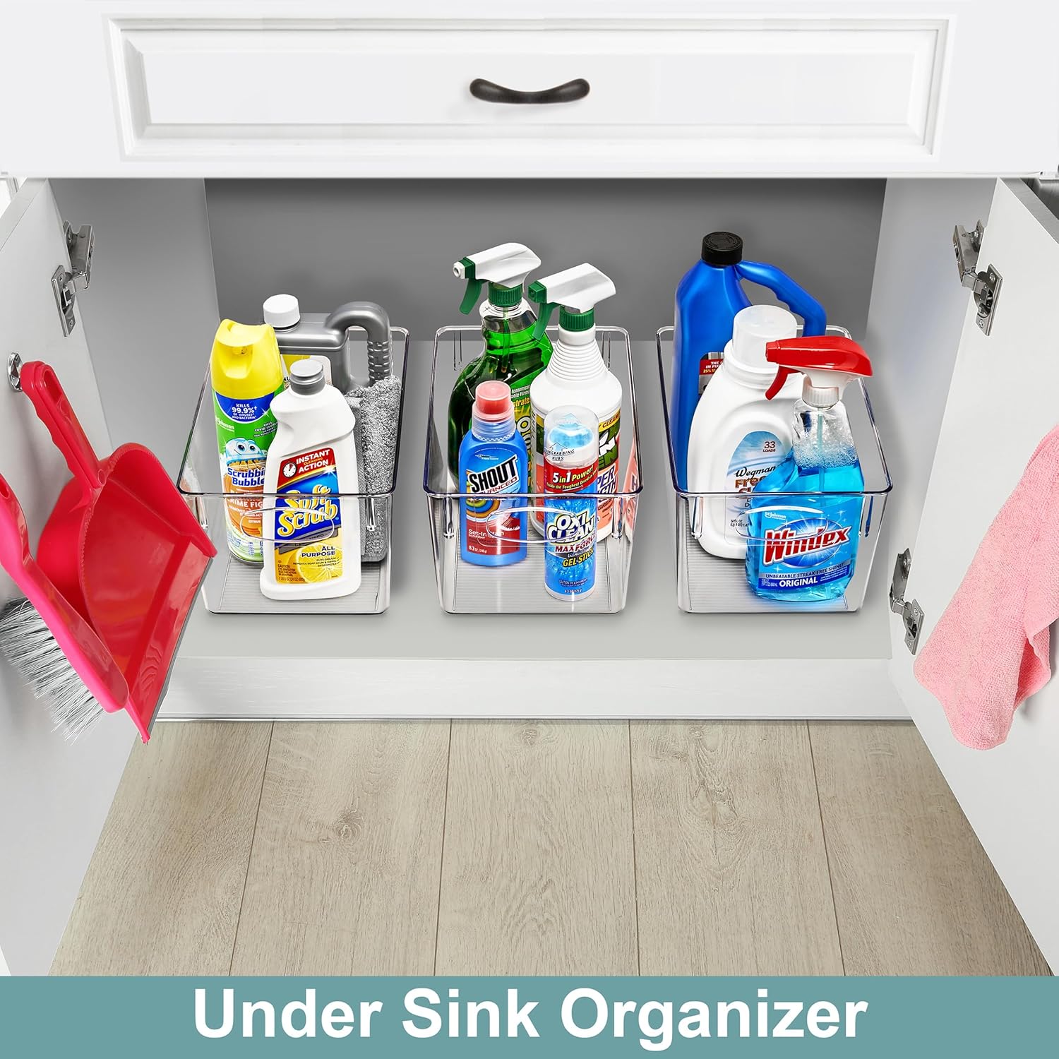 Sorbus 8 Pack Large Clear Plastic Storage Bins, Clear Organizer Bins with Handle for Kitchen