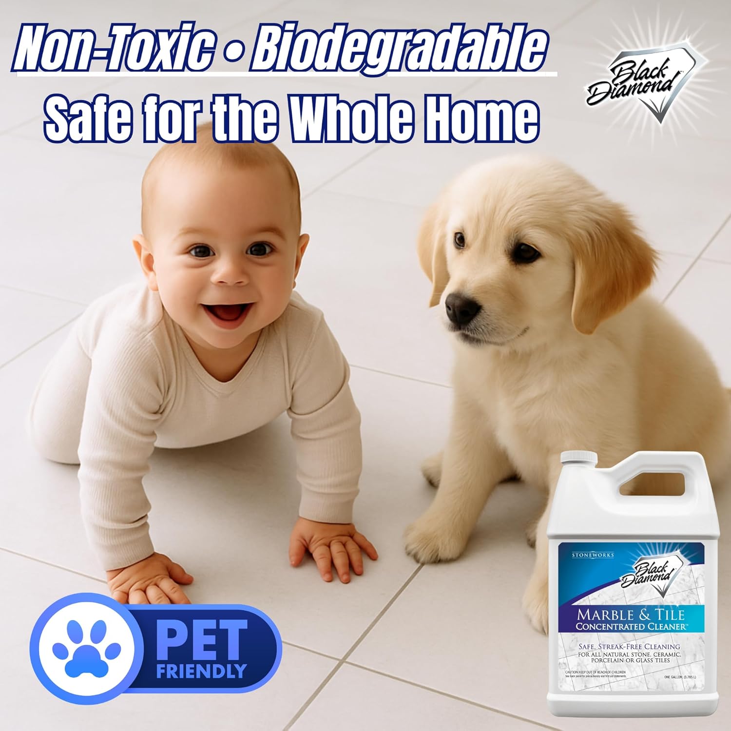 Black Diamond Stoneworks MARBLE & TILE FLOOR CLEANER. Great for Ceramic, Porcelain, Granite