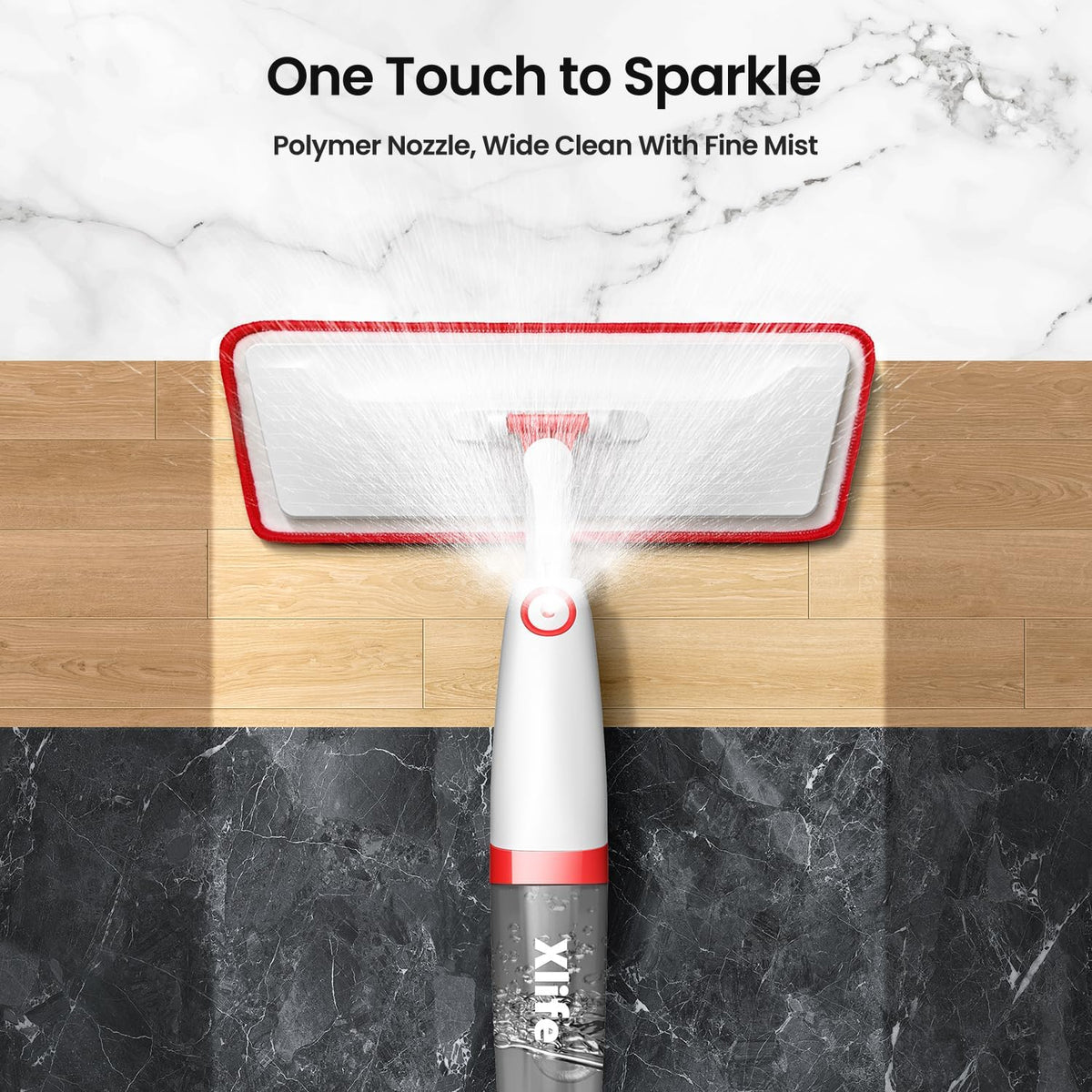 Spray Mops for Floor Cleaning with 3pcs Washable Pads, Xlife Wet Dry Mop for Kitchen Wood Hardwood
