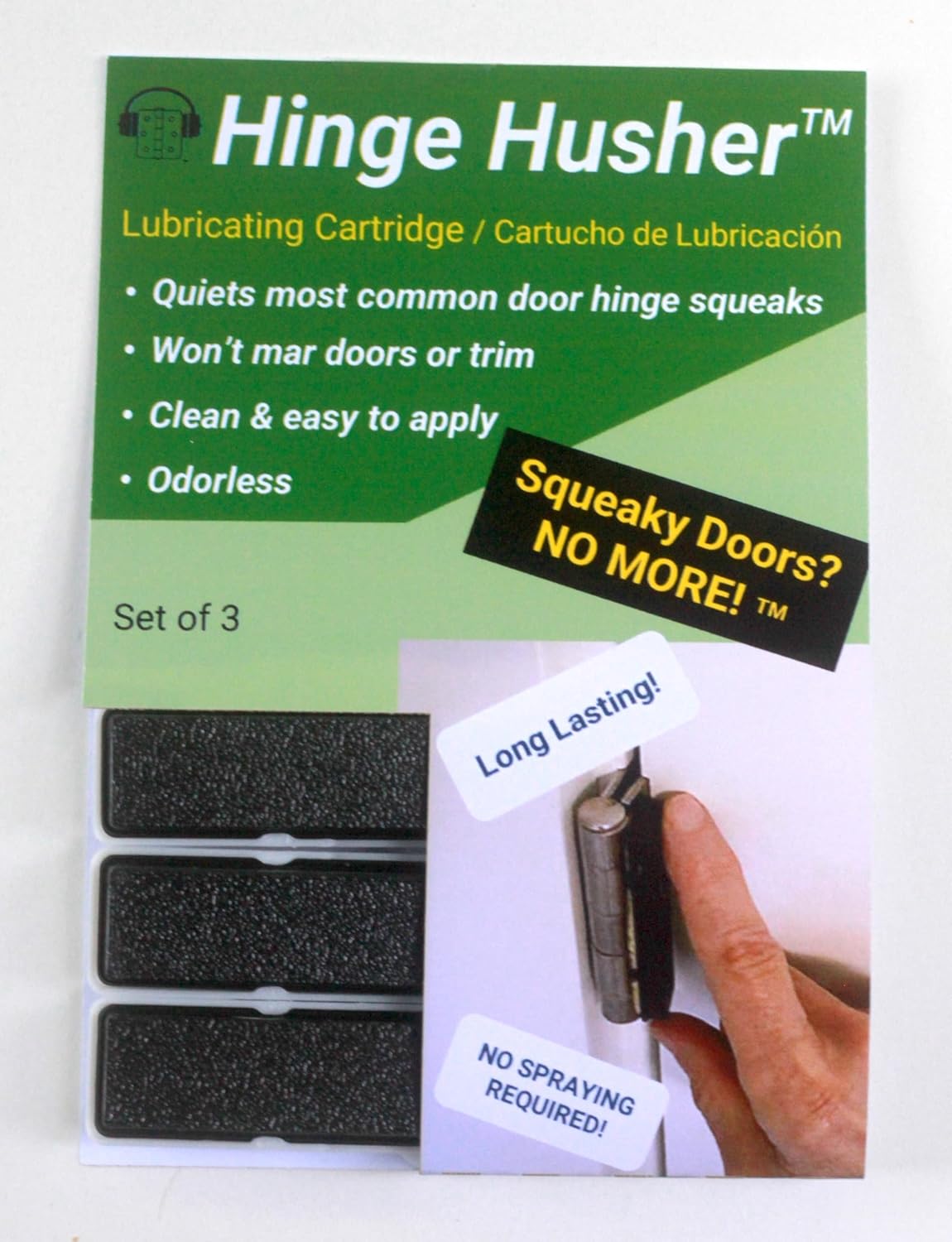 The First-of-Its-Kind Lubricant Cartridge for Squeaky Door Hinges. Mess-Free, Odorless, Sprayless &