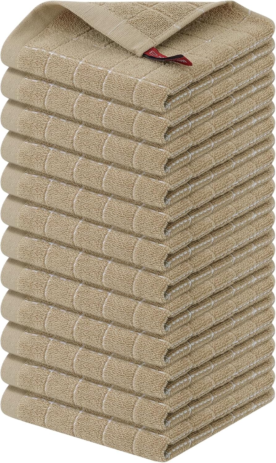 Homaxy 100% Cotton Terry Kitchen Dish Cloths, Ultra Soft and Absorbent Dish Towels for Kitchen