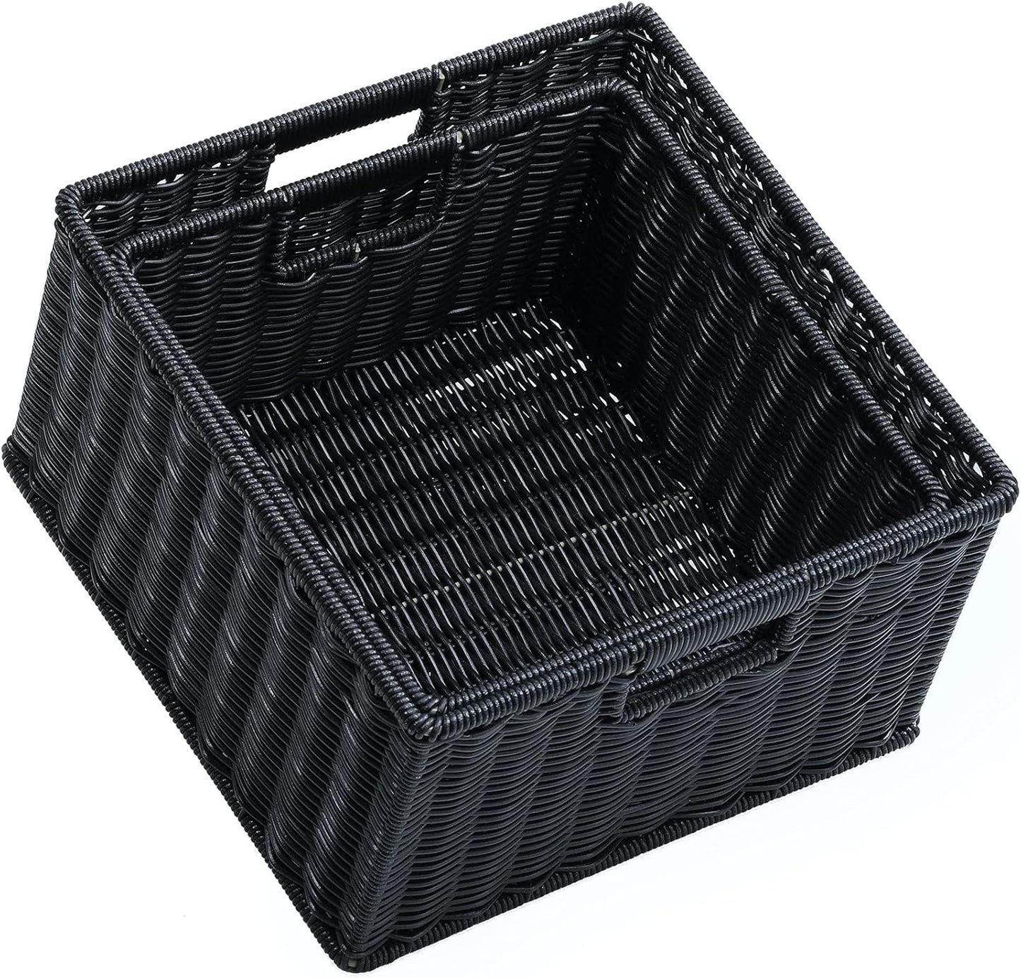 HOONEX Wicker Storage Baskets for Organizing, Decorative Woven Baskets for Storage with Carrying