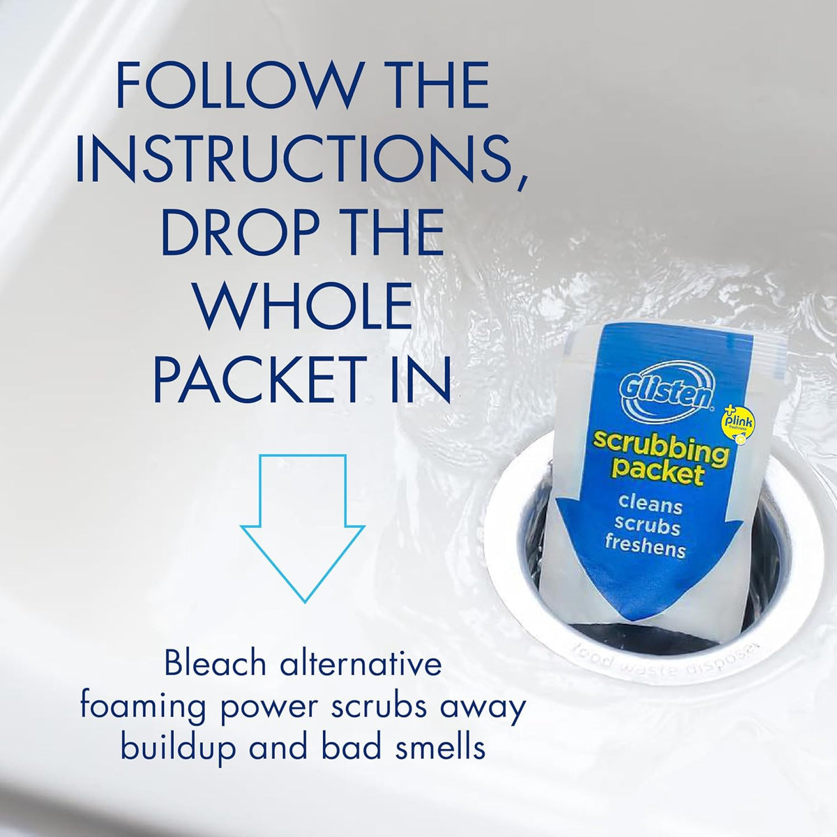 Glisten Garbage Disposer Cleaner and Freshener with Foaming Action, Helps Remove Buildup in Drains
