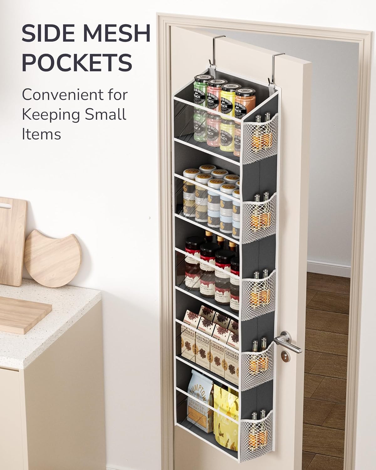ULG 1-Pack Over Door Organizer with 5 Large Pockets 10 Mesh Side Pockets, 44 lbs Weight Capacity