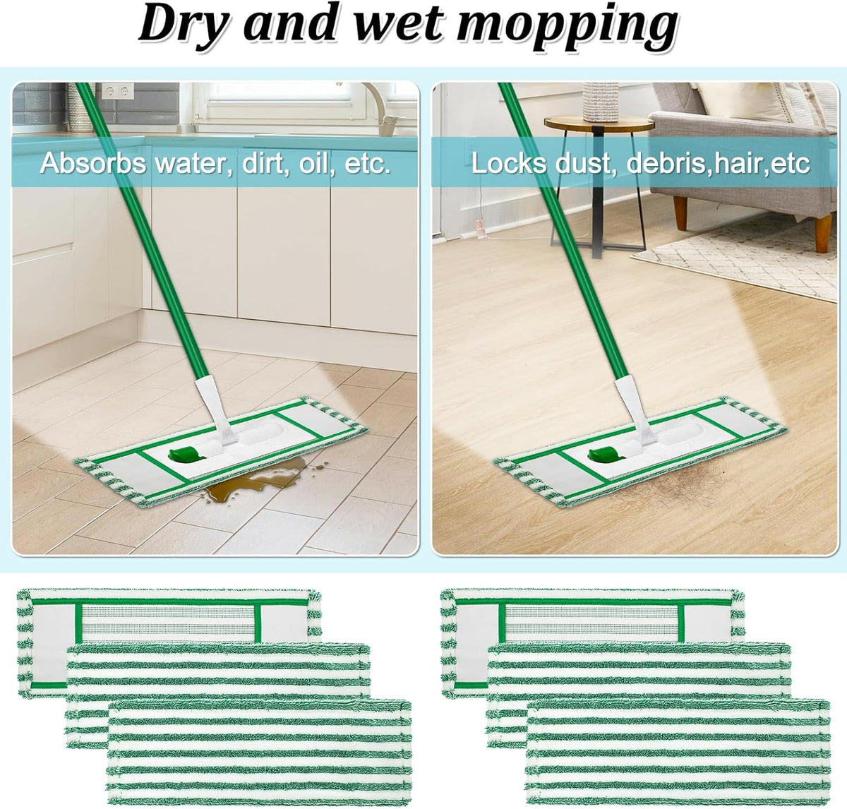 Mop Pads Refills Compatible with Libman Wet & Dry Microfiber Mop,6 Pack Microfiber Mop Refills for