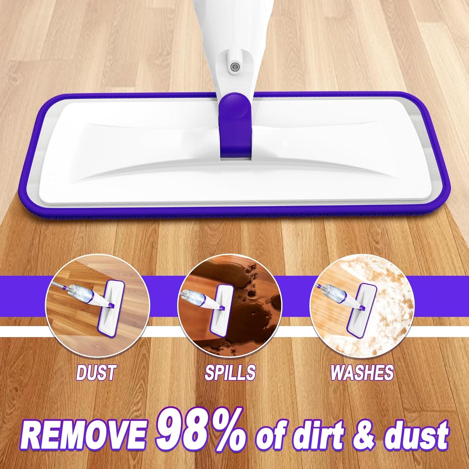 Spray Mop for Hardwood Floor Cleaning: EXEGO Wet Mops with 5 Microfiber Refillable Pads for Swiffer