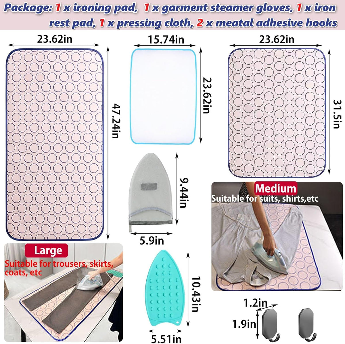 Portable Ironing Mat for Table Top Ironing Pad for Countertop Thick Ironing Blanket Over The Door