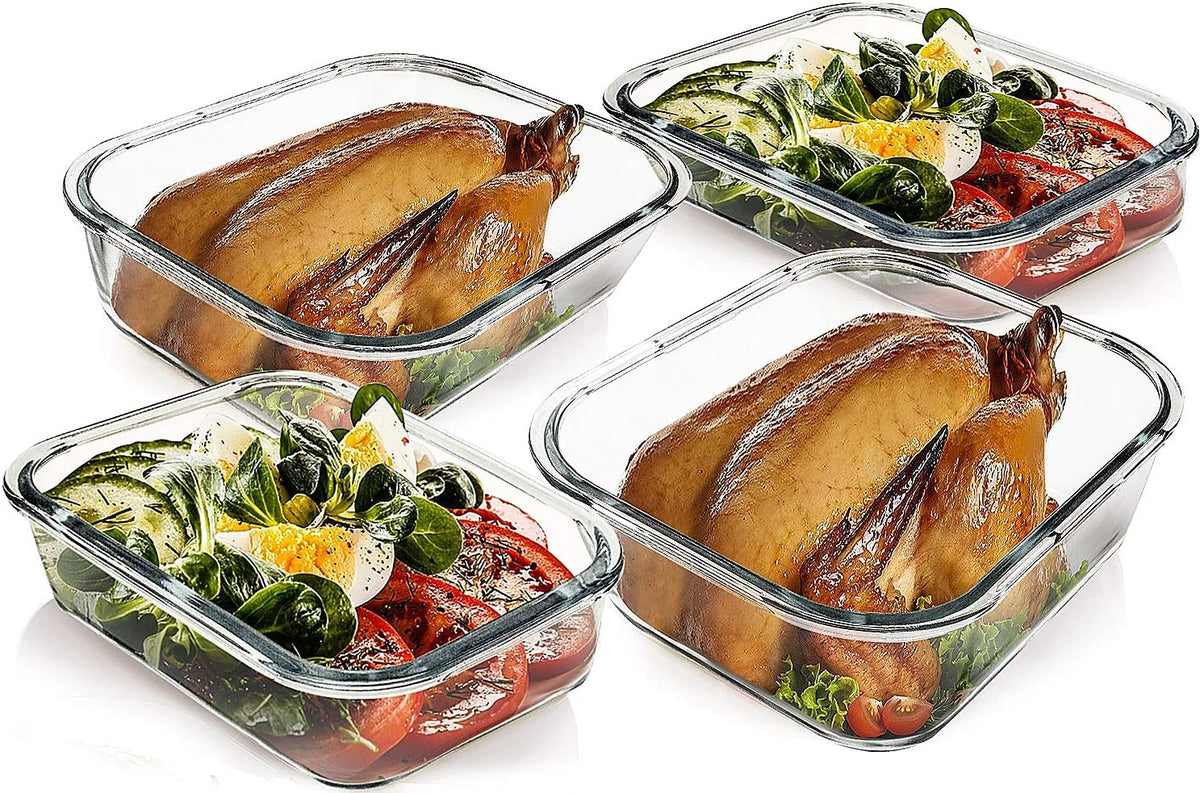 [80 oz & 36 oz]Extra Large Glass Food Storage/Baking Containers Set with Lids, 2 Pack 80 oz(10