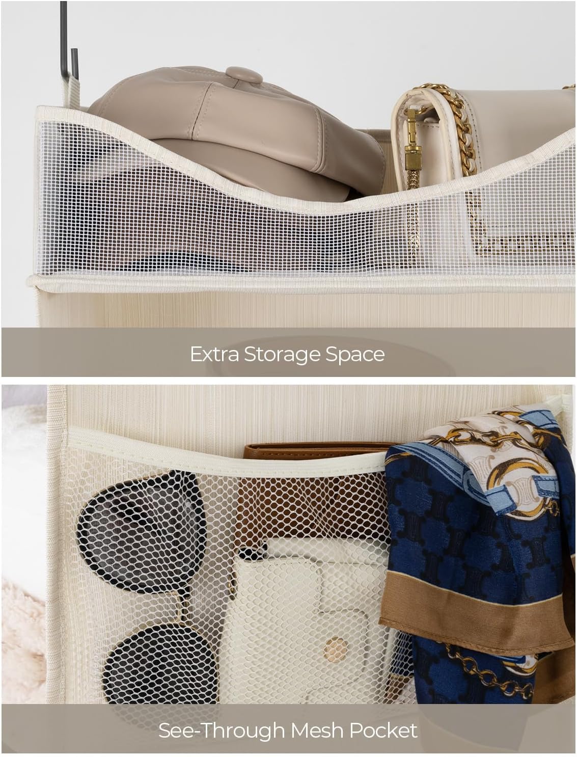 StorageWorks Hanging Closet Organizer, 3-Shelf Hanging Closet Shelves with Top Shelf, 15 ¾"W x 12"