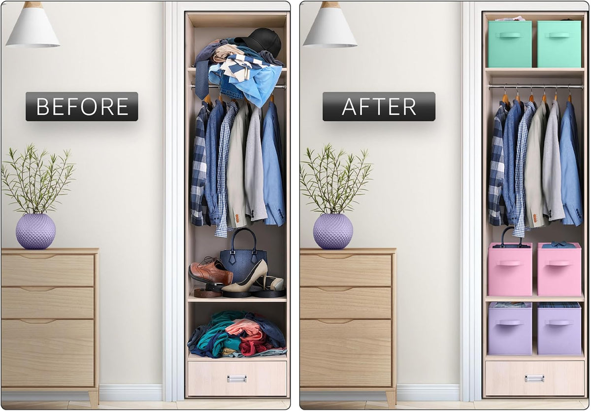 Sorbus Fabric Storage Cubes - 6 Foldable Storage Bins for Organizing Pantry, Cubbies, Toy Box