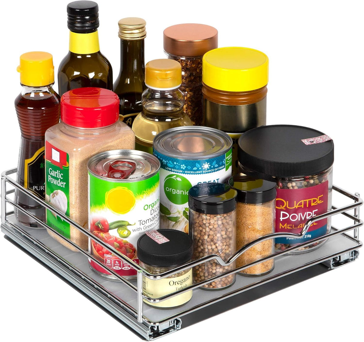 Pull Out Cabinet Organizer for Spices, Cans - Heavy Duty with Lifetime Limited Warranty- Pull Out