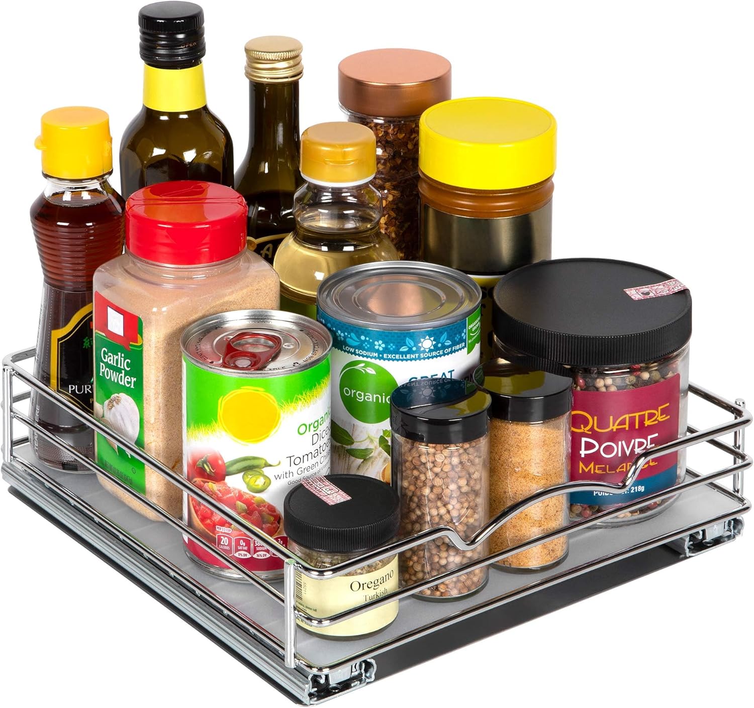 Pull Out Cabinet Organizer for Spices, Cans - Heavy Duty with Lifetime Limited Warranty- Pull Out