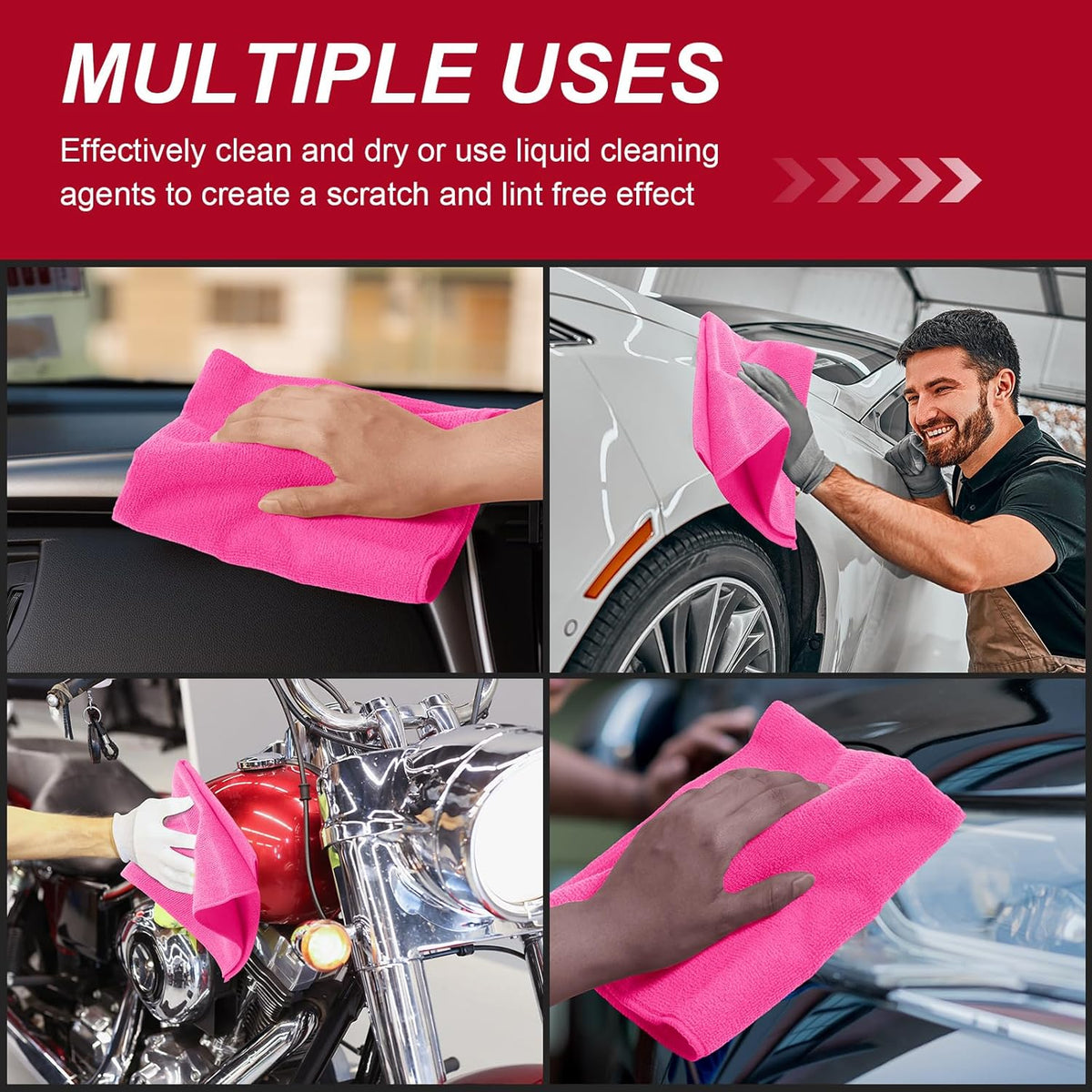 200 Pcs Microfiber Cleaning Cloth 16x16 Inch Microfiber Towels for Car Ultra Absorbent Cleaning