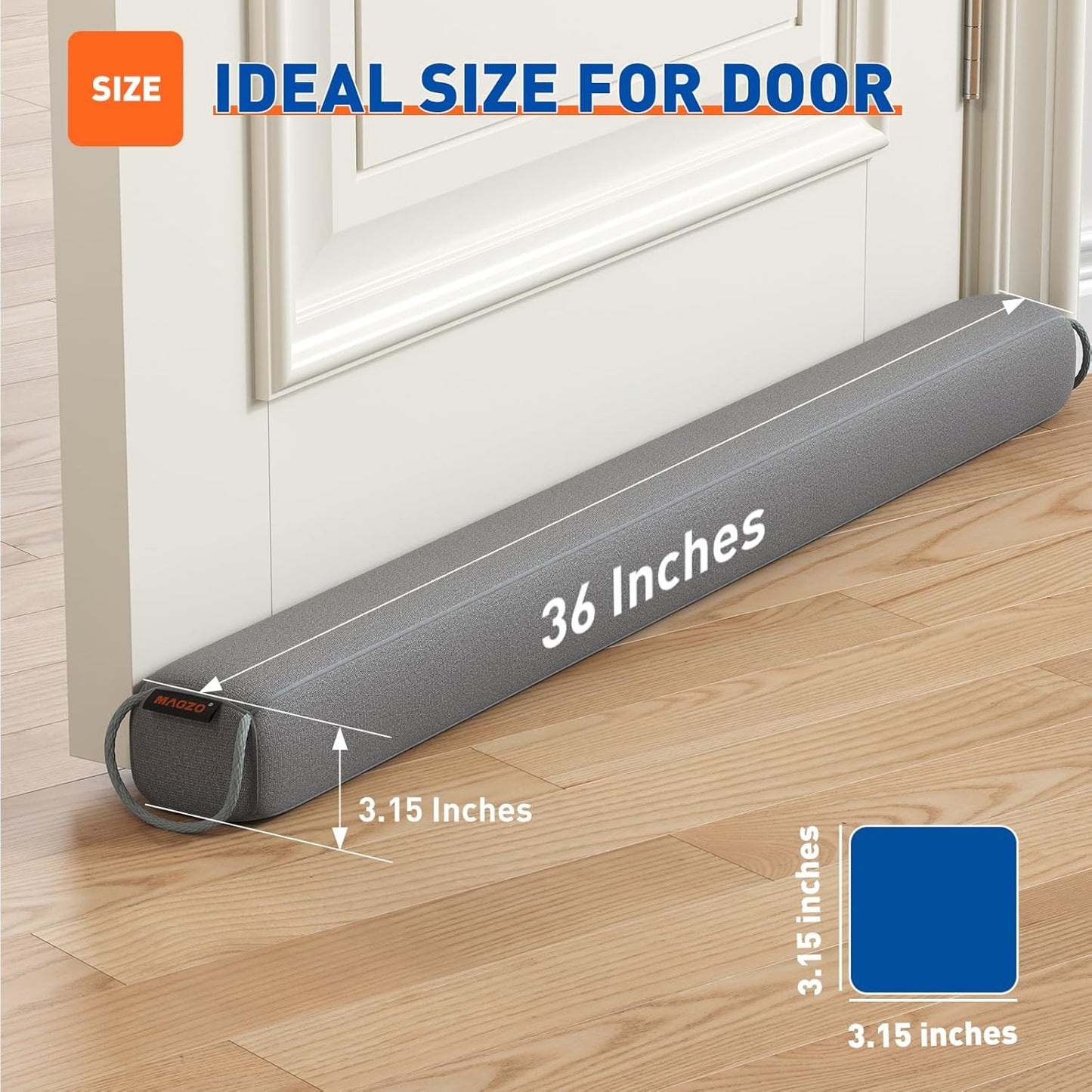 MAGZO Door Draft Stopper 36 Inches, Weighted Rectangle Door Snake for Winter Noise Blocker with
