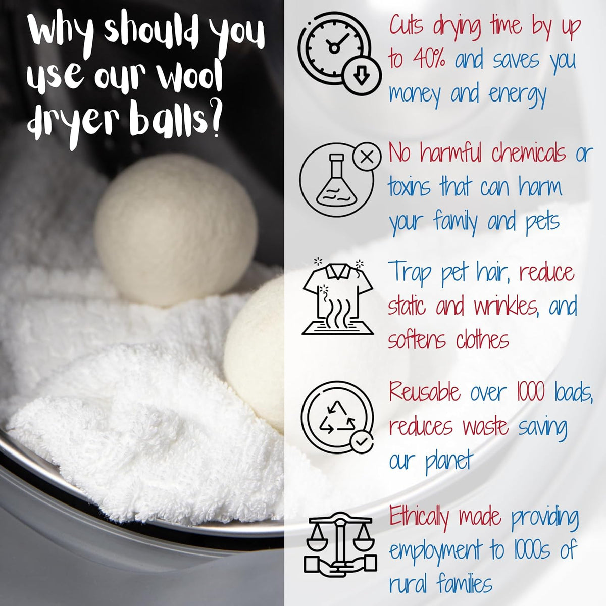 Wool Dryer Balls Organic Premium | Handcrafted Animal Collection A | 6 Balls XL, Ethically &