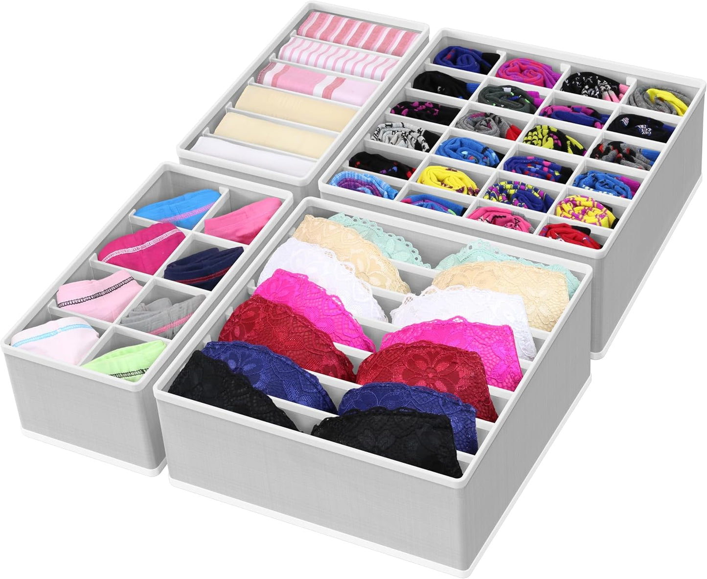 Simple Houseware 4-Pack Drawer Organizer Set - Closet Dividers for Underwear, Socks, Bras, Scarves