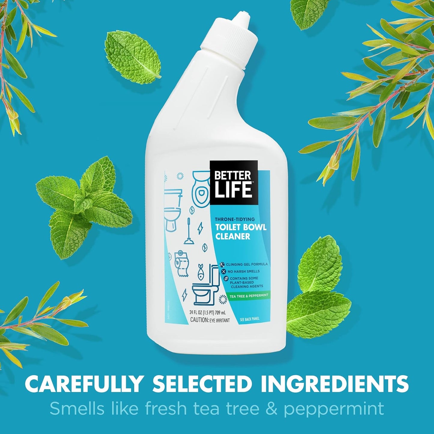 Better Life Toilet Bowl Cleaner, Plant-derived, Stain & Odor Remover, Tea Tree & Peppermint Scent