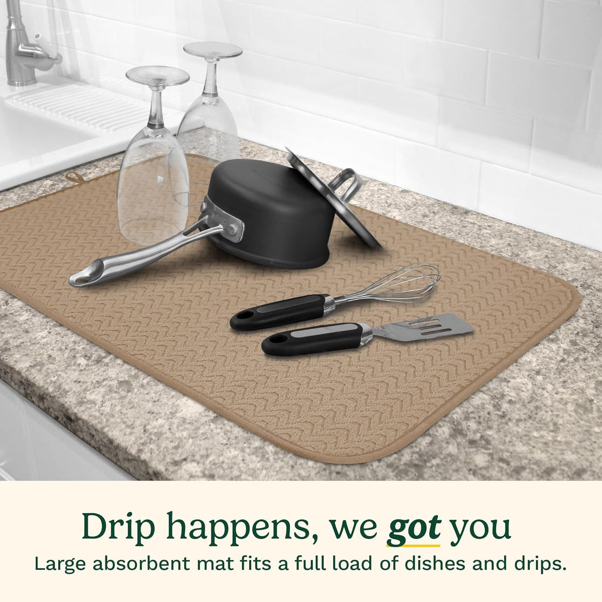 Cuisinart Dish Drying Mats for Kitchen Counter - (2) 18" x 24" Ultra Absorbent Dish Drying Mat XL
