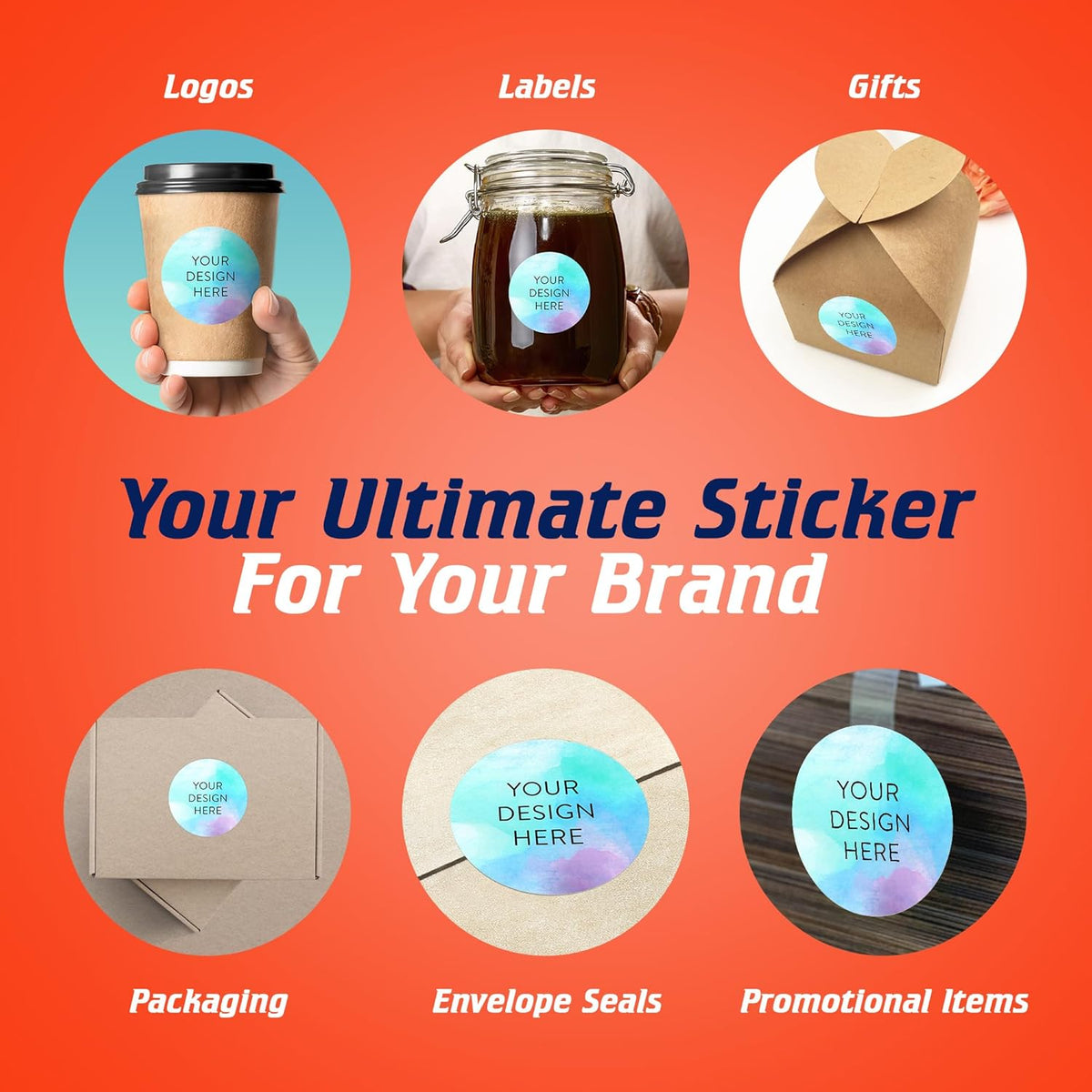 100 Custom Vinyl Stickers - Upload Your own Image, Text, Design, Logo - Personalized Logo Labels