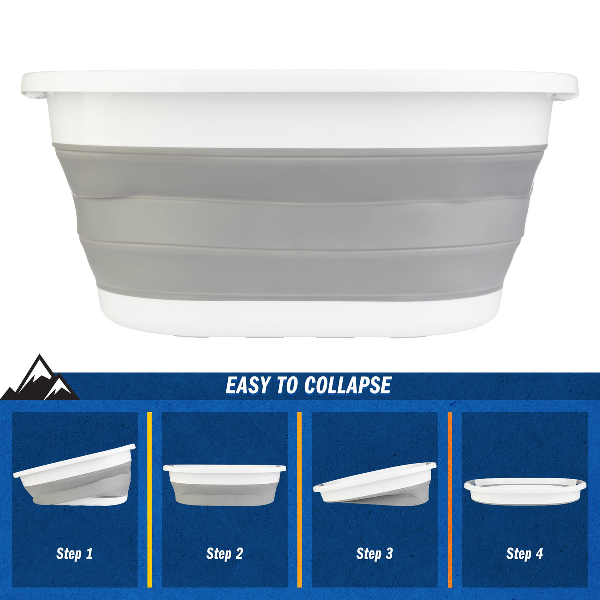 Collapsible Laundry Basket - 39L (10.3-Gallon) Portable Sink - Multipurpose Plastic Bin, Hamper, or
