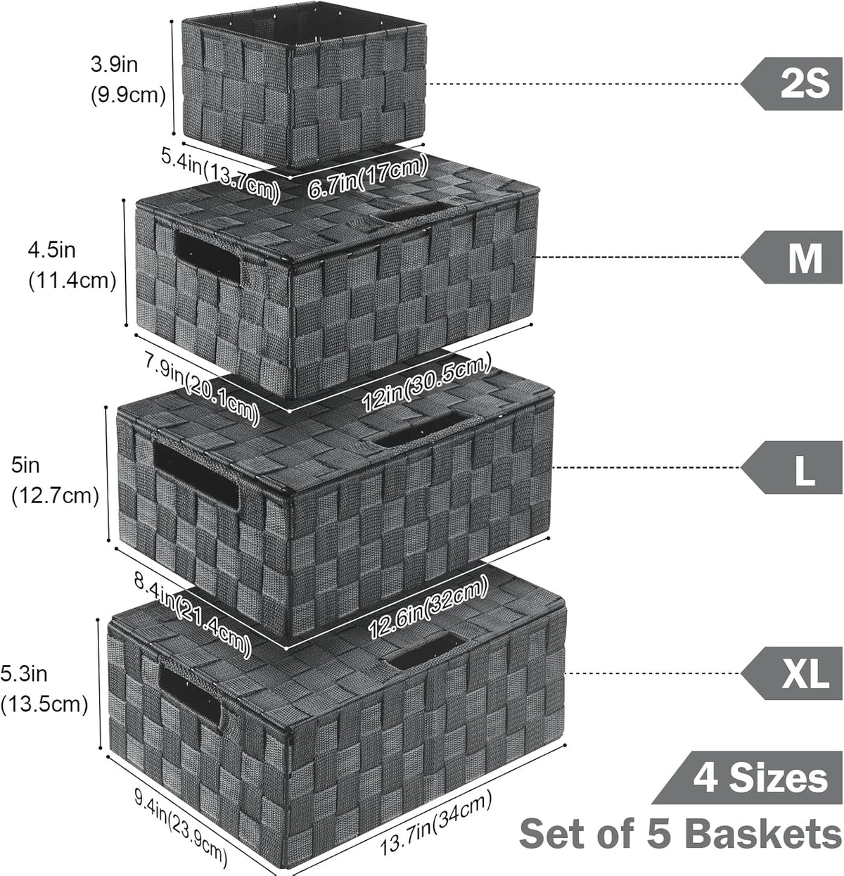 Storage Bins with Lids, Woven Storage Box Organizer Containers Decorative Baskets Cube for Clothes