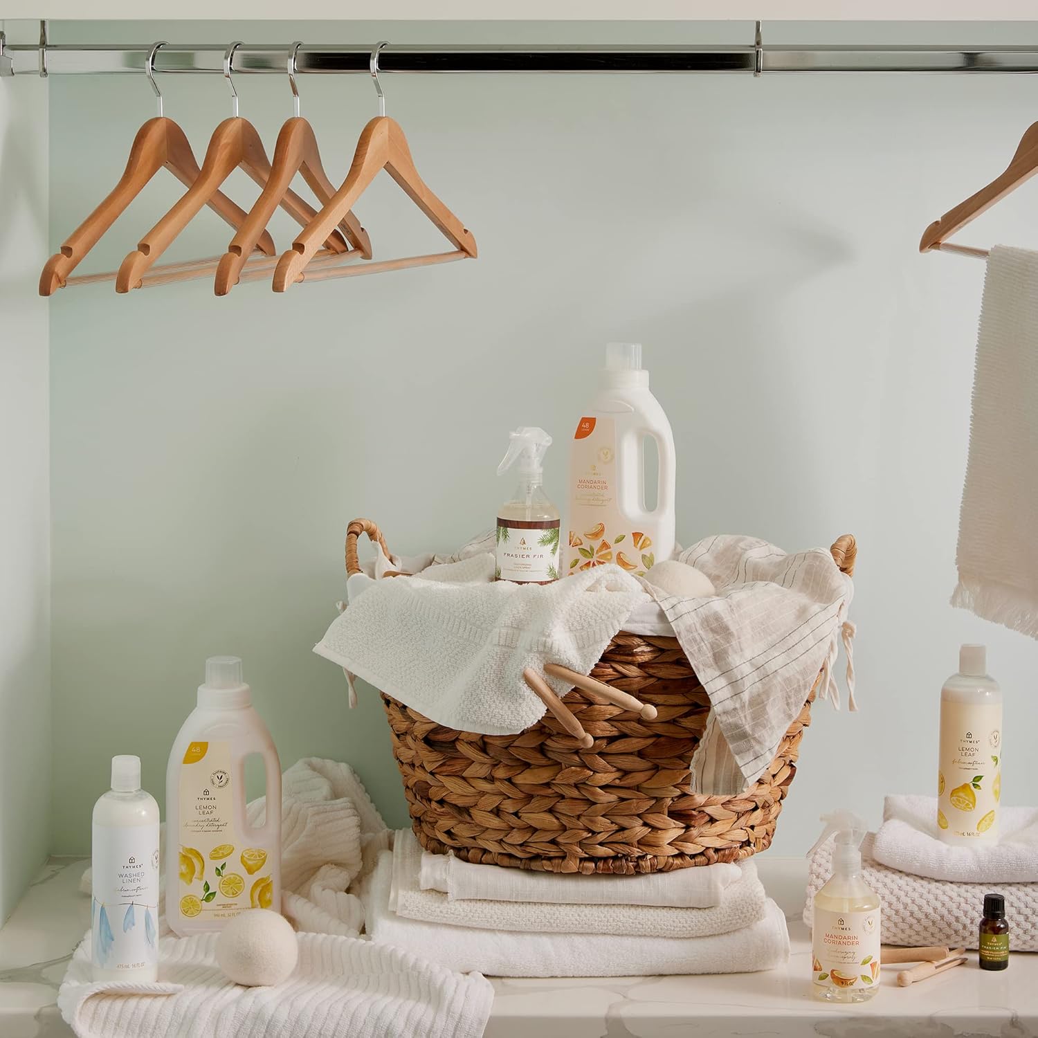 Thymes Wool Dryer Balls Set – Includes 3 Wool Laundry Balls + 1 Scented Laundry Fragrance Oil for