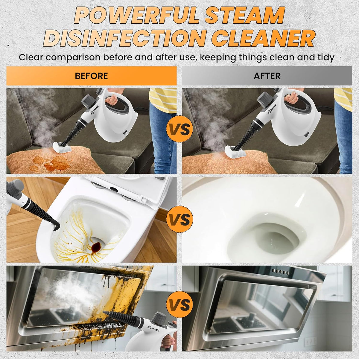 Saker Handheld Steam Cleaner New,Portable Steam Cleaner for Home,1050W Steam Cleaner,9 Fiber Cloths