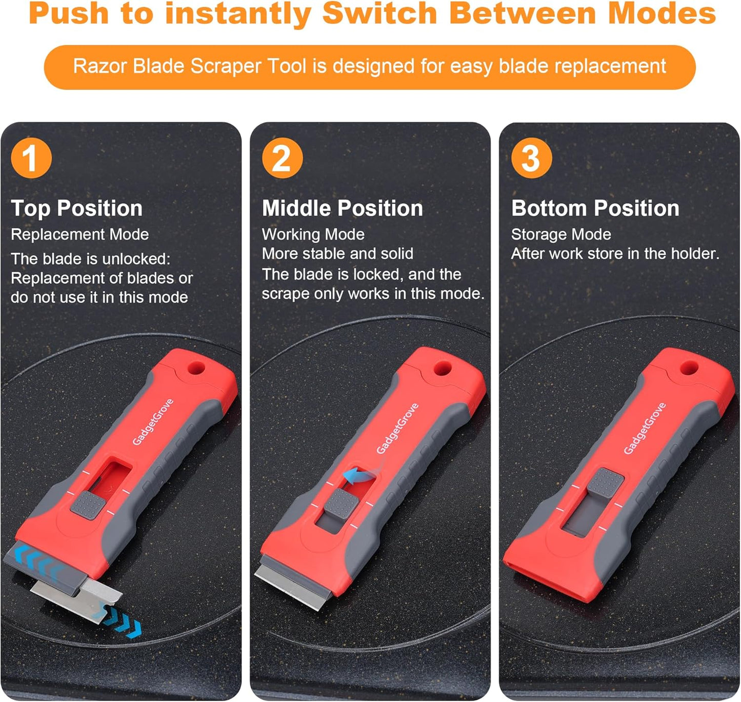Upgraded Razor Blade Scraper with 2 Pcs Plastic Scraper, Scraper Tool for Cooktop, Oven, Stove