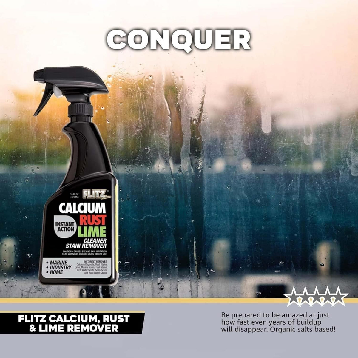 Flitz Calcium, Rust, & Lime Remover - 16oz Bottle of USA-Made Limescale Remover for Toilets