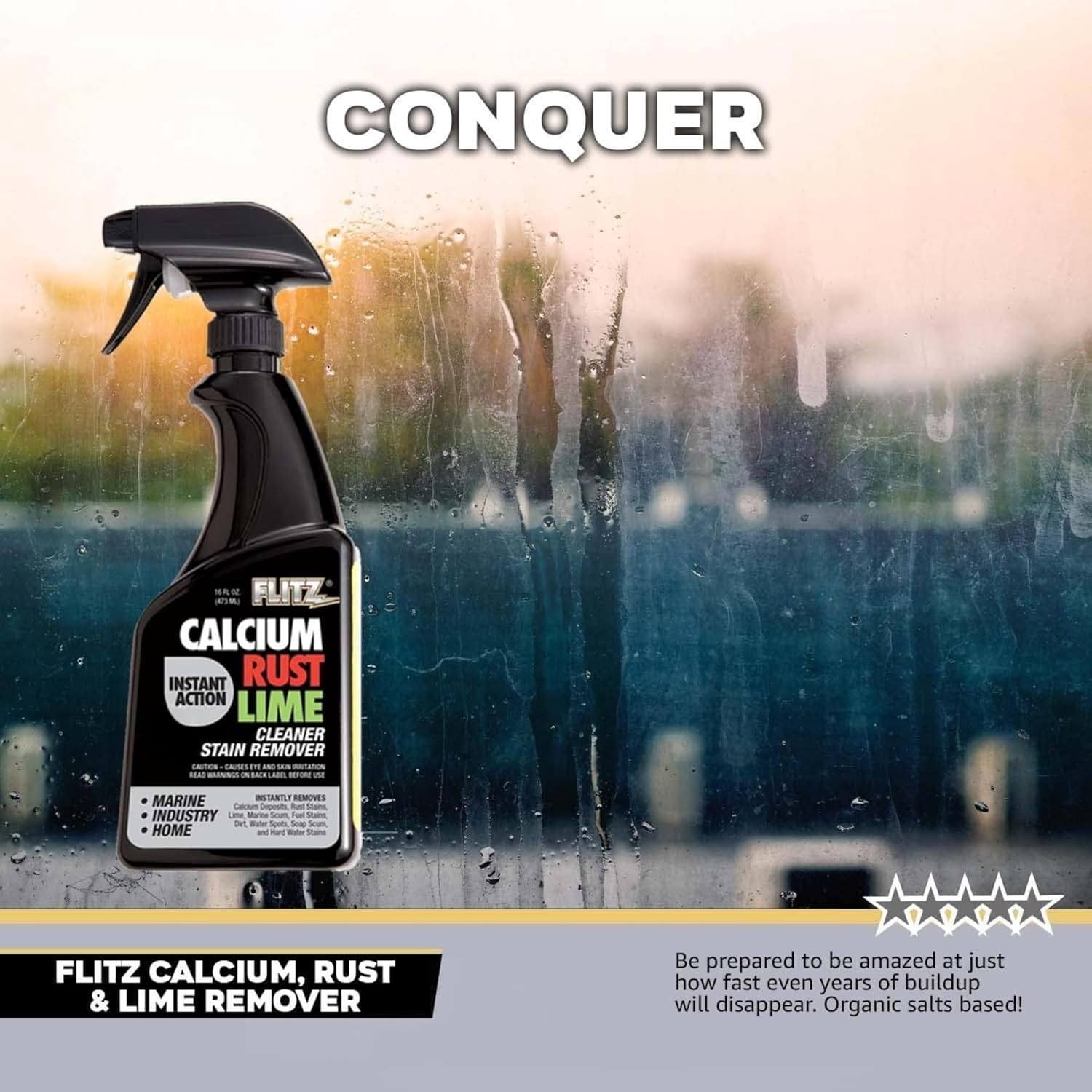 Flitz Calcium, Rust, & Lime Remover - 16oz Bottle of USA-Made Limescale Remover for Toilets