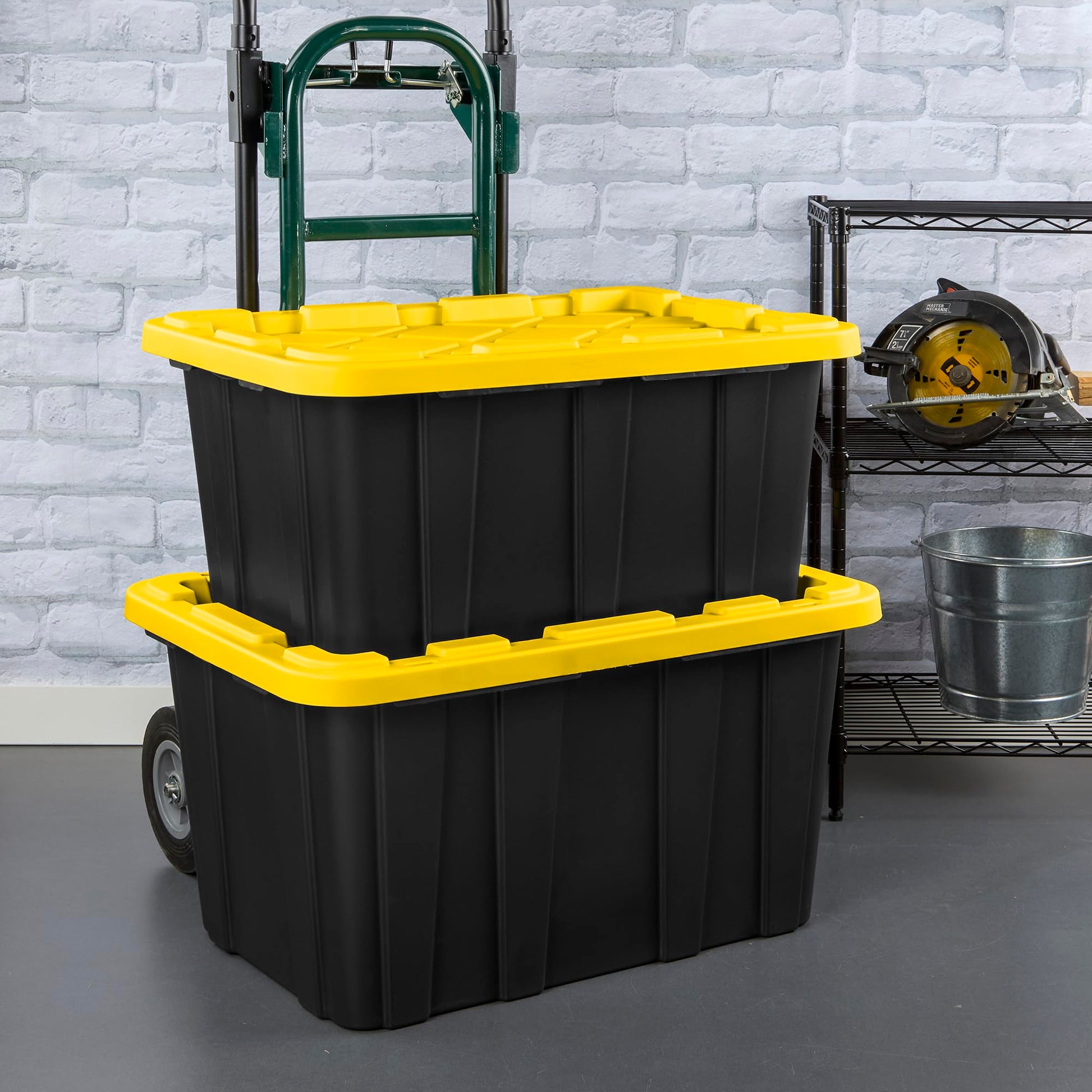 Sterilite Industrial Storage Tote with Lids for Garage, 27 Gallon, 12-Pack