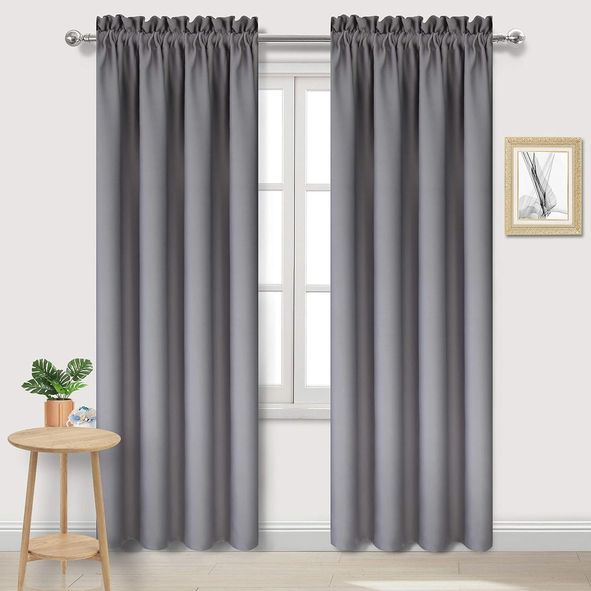 DWCN Blackout Curtains for Bedroom – Thermal Insulated Energy Saving Drapes for Living Room, Grey
