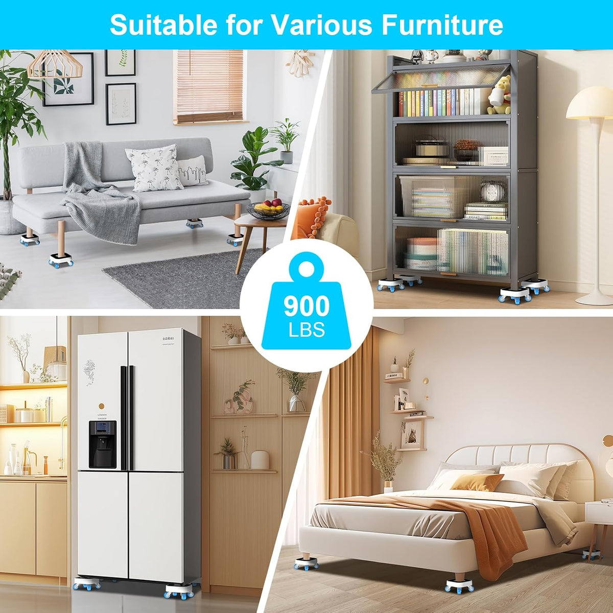 New Upgrade Furniture Sliders, Furniture Dolly with 360° Rotatable Wheels, Furniture Movers for